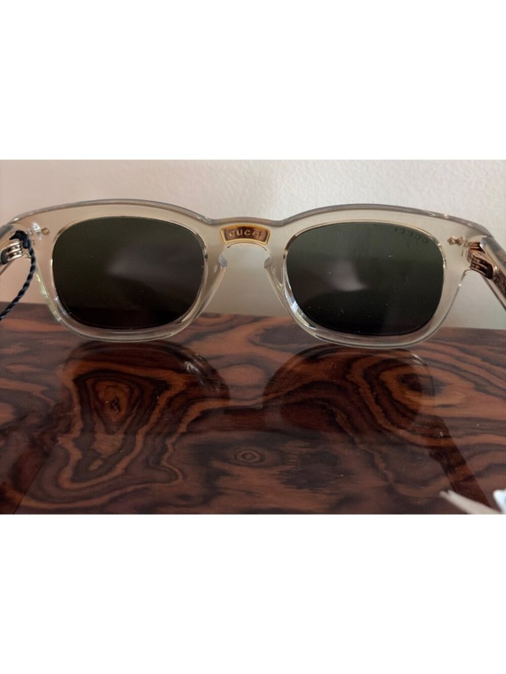 Gucci GG0182S Square-Frame Luxury Sunglasses Transparent Acetate Frame Green/Gre - Picture 5 of 16
